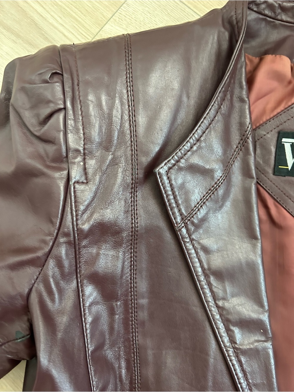 100% Leather ! Vintage Winlit Dark Brown Leather Blazer Jacket - Picture 5 of 6
